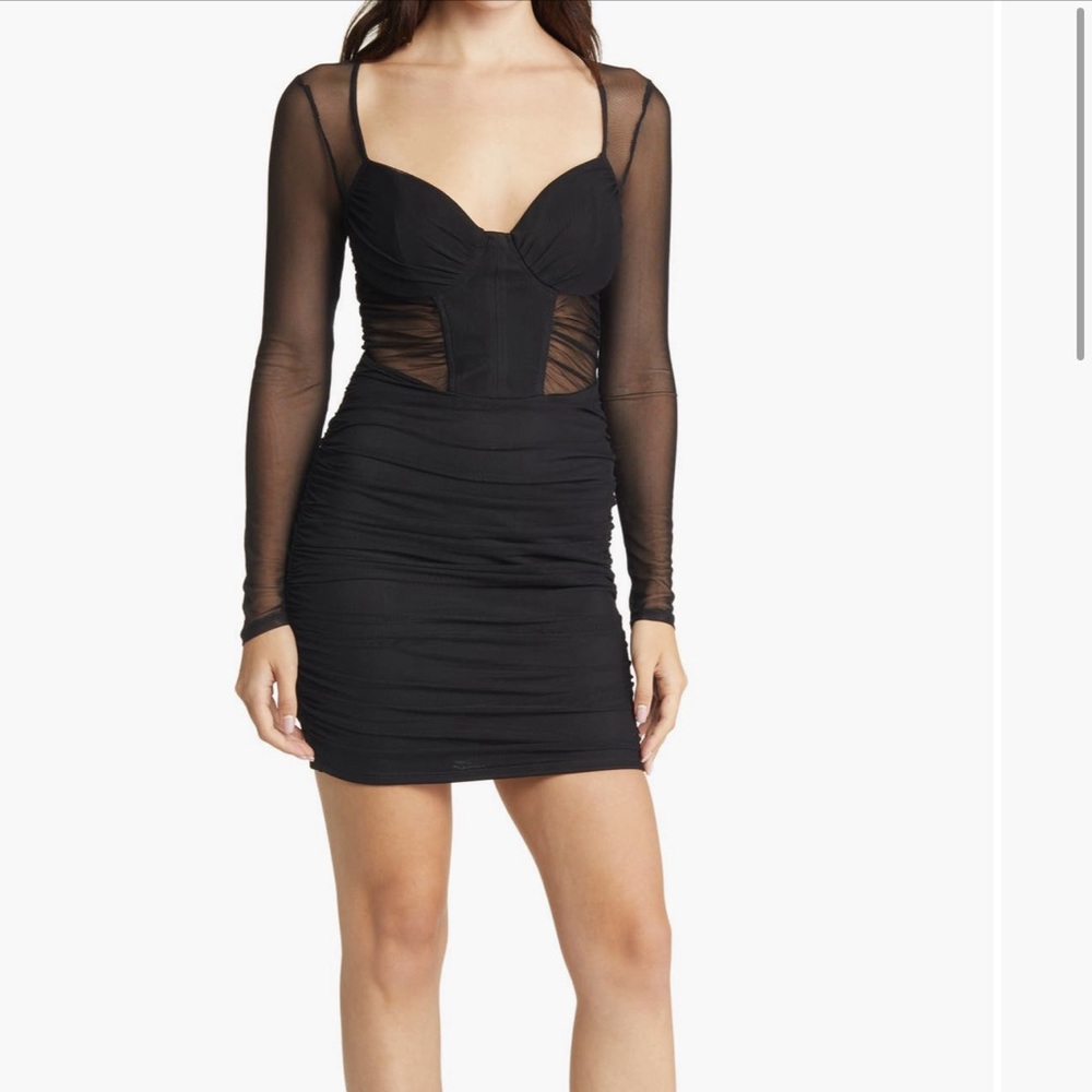 Honey and Rosie Mesh Long Sleeve Body-Con Illusion Dress from Dillards
